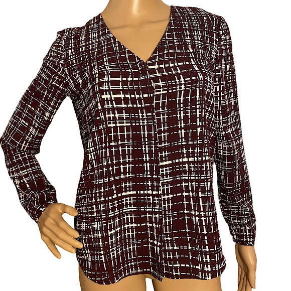 OPEN BACK BANANA REPUBLIC CROSSHATCH BLOUSE SZ XS - Picture 2 of 16